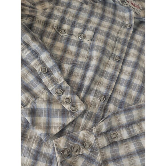 Roper Pearl Hexagon Snap Womens XL Plaid Long Cowboy Workwear Rodeo Ranch Horse - Picture 3 of 7
